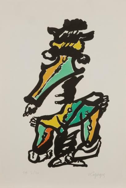 Charles LAPICQUE (1898-1988)
Jockey club, 1951
Lithographie.
Signée et  annotée EA 3 / 30.
56 x 38 cm