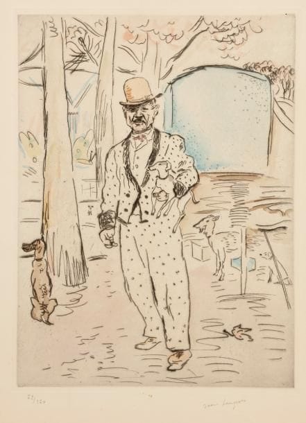 Jean LAUNOIS (1918-1942)
Homme aux chiens
Eau-forte.
Signée et numérotée sur 150.
34 x 24 cm