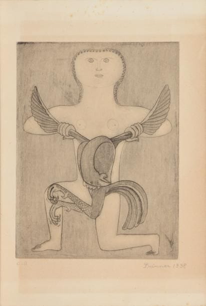 Anton PRINNER (1902-1983)
Femme au coq, 1938
Eau-forte.
Signée, datée et justifiée « E.A. ».
20.7 x 26.8 cm