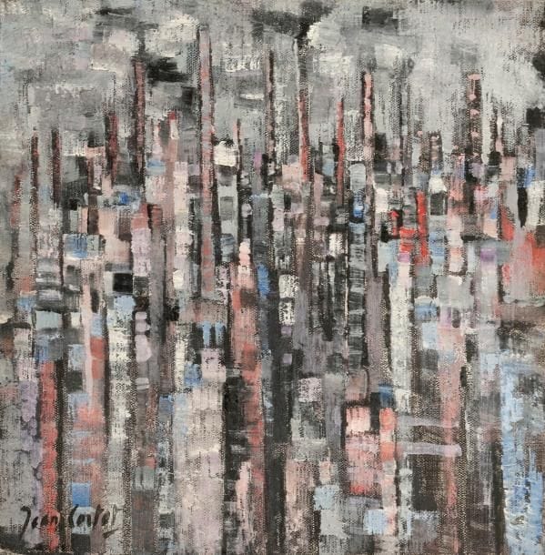Jean CORTOT (né en 1925)
Ville II, 1957
Huile sur toile.
Signée en bas à gauche.
Signée et datée au dos.
22 x 22 cm
Provenance : 
Galerie Jacques Massol, Paris (étiquette au dos).