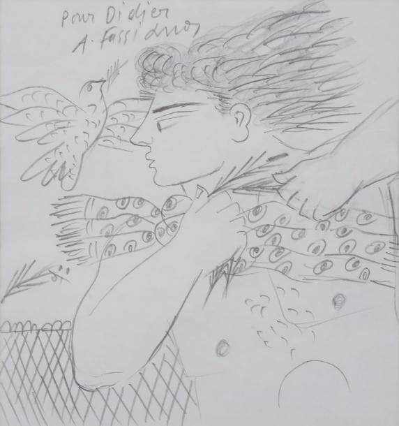 Alexandre FASSIANOS [grec] (né en 1935)
Profil d’homme à l’oiseau
Crayon.
Signée et dédicacée dans la composition.
20 x 20 cm