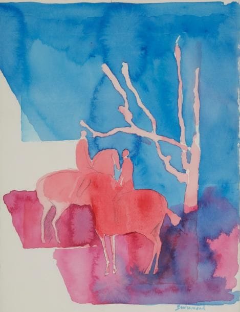 Paul GUIRAMAND (né en 1926)
Deux cavaliers
Aquarelle.
Signée en bas à droite.
34 x 27 cm