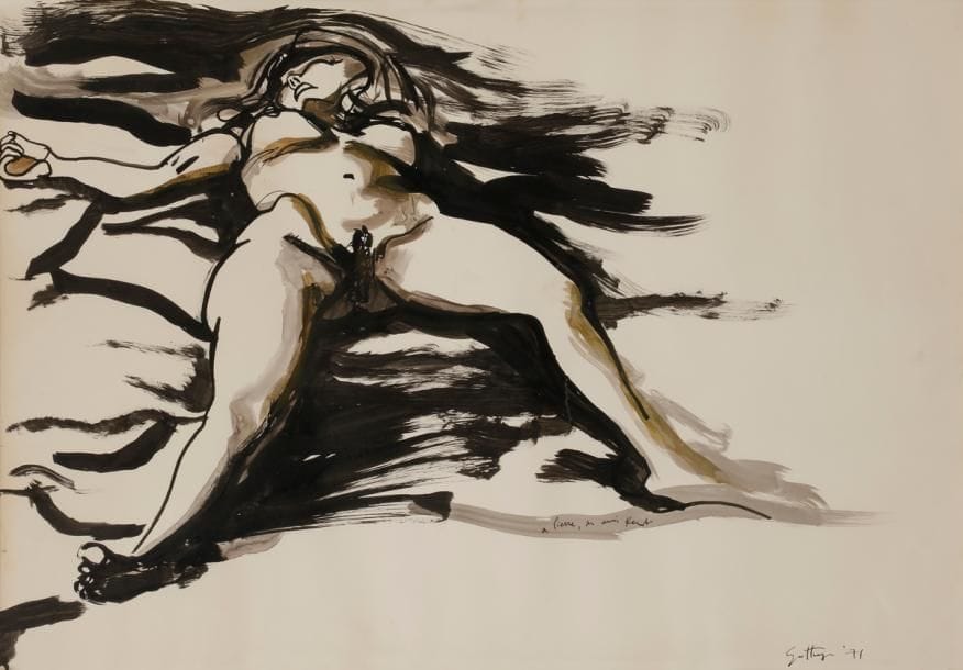 Renato GUTTUSO (1911-1987)
Nu , 1971
Encre et lavis.
Signée et datée en bas à droite.
50 x 72 cm