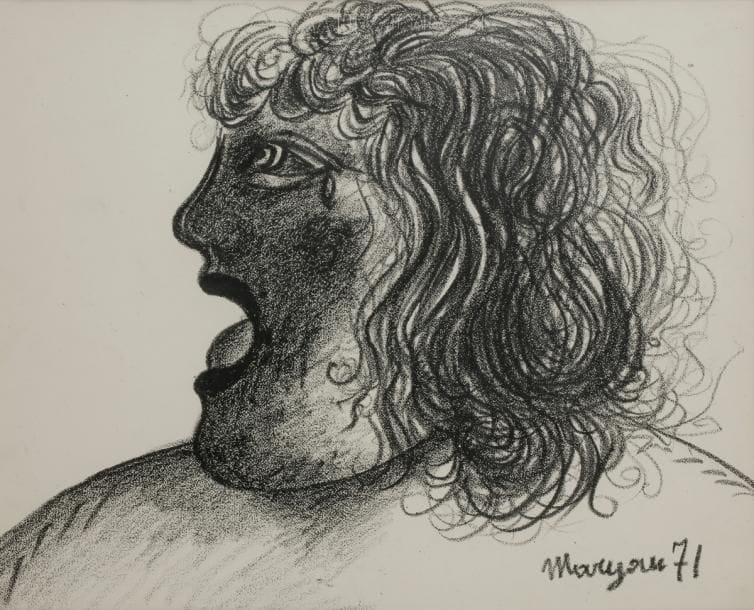 Pinchas Burstein dit Mary MARYAN [polonais] (1927-1977)
Profil, 1971
Fusain.
Signé et daté en bas à droite.
44 x 55 cm