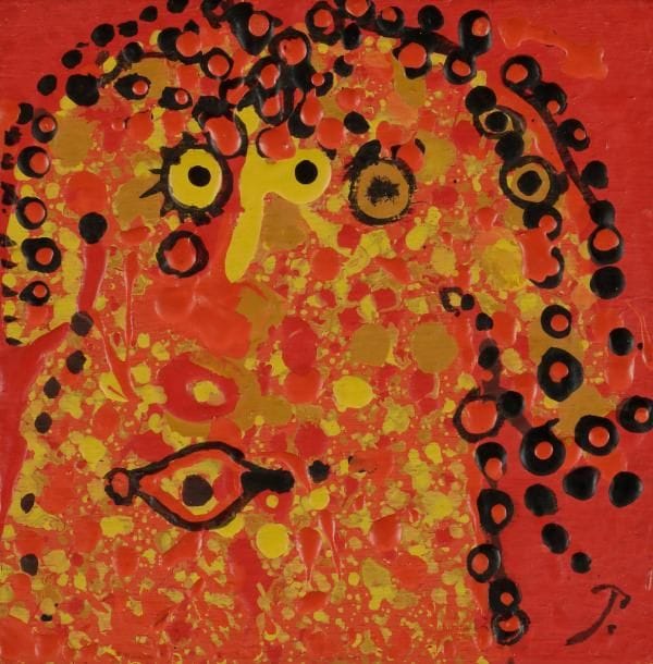 Mario PRASSINOS (1916-1985)
La Belle américaine, 1958
Latex sur panneau.
Monogrammée en bas à droite.
Signée, datée, titrée et dédicacée sur le montage.
10 x 10 cm (Peinture)
18 x 18 cm (Montage d’origine)
