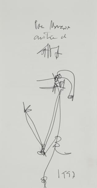 Antonio SAURA (1930-1998)
Personnage, 1997
Stylo bille.
Signé, daté et dédicacé.
21 x 11 cm