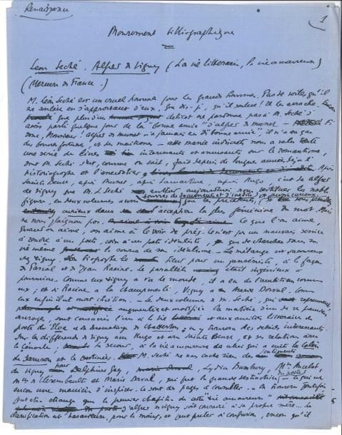Émile HENRIOT (1889-1961) 21 manuscrits autographes, la plupart signés, 1905-1913 ; environ 190 pages formats divers
   * 6 poèmes autographes : La Ballade de l’art pour l’ar…got, 1905 ; Le Bonheur ; Dicté par la raison (s’enchaînant sur Dictée par la folie), 9 janvier 1905 ; « Je vous écris de la campagne… » ; à une créole, 20 septembre 1910 ; Les Dieux Plus une liste autographe de 77 titres de poèmes, avec décompte de vers et dates entre août 1904 et juillet 1905 * 2 contes autographes signés : Abboul Abbas, ou le Calife neurasthénique, conte oriental, 11 avril 1905, « Devoir français » annoté par le professeur ; Le Dernier Dandy
   * 13 manuscrits de chroniques ou articles de critique littéraire : La Nature au XVIIe et au XVIIIe siècles, « devoir français » (1905), et Lettres de JJ Rousseau à Mr de Girardin, « composition française » Livres Émile Henriot Eurynice : critique en règle de son propre roman, signé du pseudonyme « Claude Chenneval », [1907] Poésie, sur des recueils de poétesses, dont Anna de Noailles, [1907] 3 chroniques Les Théâtres, une sur Les Polichinelles d’Henry Becque, [1910-1912] M Henri de Régnier (pour Les Marches de l’Est, 1911) Théophile Gautier, à l’occasion du centenaire de sa naissance [1911], plus un dossier de notes et brouillons autographes Mouvement bibliographique [1913] ; Un procès célèbre, Mme Lafarge ; sur le château de la Muette, Deauville, etc On joint un dossier de notes sur J-J Rousseau musicien, et divers documents
