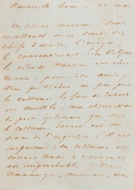 Victor HUGO, Gustave BRION (1824-1877, peintre et illustrateur), et GILMER (photographe, actif à Paris vers 1862-1870) Recueil de 25 photographies de Gilmer d’après Brion, et LAS de Victor Hugo, [1862] ; un volume in-8, relié demi-chagrin brun
   Recueil de 25 illustrations pour Les Misérables, avec une lettre de Victor Hugo à l’illustrateur
   Les illustrations de Gustave Brion ont été photographiées par Gilmer Ces photographies furent réalisées pour la première édition des Misérables (Bruxelles, A Lacroix, Verboeckhoven et Cie, 1862, 10 vol in-8) ; le prospectus de cette édition les décrit comme « d’après les scènes et les types dessinés par G Brion Chaque photographie : 1 fr 50 ; la collection reliée en un album : 39 francs »
   Le volume contient 25 photographies tirées à l’albumine, d’environ 117 x 72 mm, montées avec légende imprimée et signature ou tampon-signature la plupart sur papier de Chine (15 x 10 cm), et collées sur vélin fort
   On a collé en tête du volume à l’adhésif une LAS de Victor Hugo à Gustave Brion, datée de Hauteville House 20 mai [1862] (1 page et demie petit in-8 sur papier vert d’eau) L’écrivain félicite l’artiste de ses dessins « excellents, trois sont des chefs-d’œuvre, l’évêque, le conventionnel, Jean Valjean La tête de Fantine est charmante : peut-être auriez-vous pu tricher un peu pour le costume La face de Javert est terrible ; mon observation ne porte également que sur le costume Javert est au-dessus de l’argousin ; il est inspecteur ; son costume est correct comme sa conscience est irréprochable Je vous communique, Monsieur, mon impression tout entière, et en terminant je la résume comme j’ai commencé : vos dessins sont excellents »…
   Ex-libris Jacques Laget
