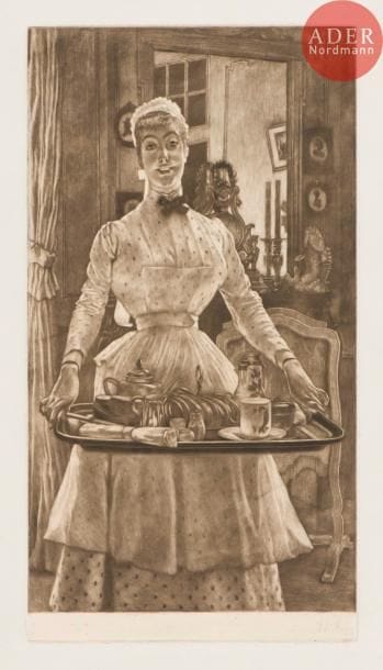 James-J.-J. Tissot (1836-1902)
Le Matin. 1886. Manière noire. 261 x 489. Wentworth 82. Belle épreuve sur chine appliqué sur vélin fort, du 1er état (sur 2), avant le titre gravé. Rousseurs claires éparses. Quelques courts plis cassés et long pli horizontal à 25 mm du bord supérieur du feuillet. Grandes marges.