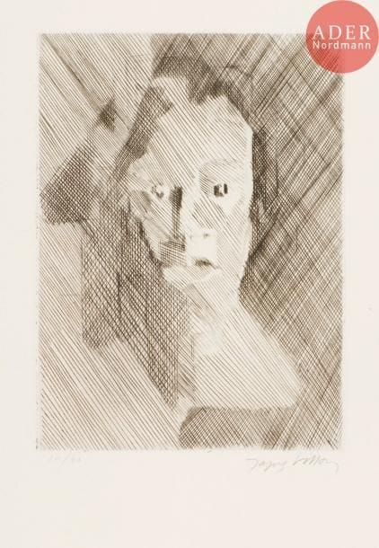 Jacques Villon (Gaston Duchamp, dit) (1875-1963)
Jeune femme. 1941-1942. Burin. 205 x 280. Ginestet et Pouillon 455. Très belle épreuve sur vélin filigrané « Paul Haasen », numérotée et signée au crayon. Infime trace de pli en tête du feuillet. Toutes marges. Tirage à 40 épreuves.