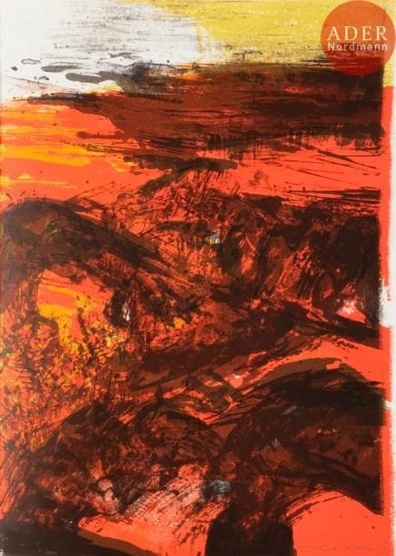 Zao Wou-Ki, Hans Hartung, Pierre Soulages, Maria Elena Vieira da Silva, Étienne Hajdu, Alfred Manessier
Senghor (Léopold Sédar). Les Élégies majeures. Genève, éditions Regard, 1978. Recueil de 6 portefeuilles illustrés par les divers artistes. L’un des 40 exemplaires hors commerce et de chapelle (outre 125 exemplaires ordinaires et 35 exemplaires de tête), celui-ci numéroté XXXV, chacun des portefeuilles individuels signé au colophon au crayon par l’auteur et l’artiste. Toutes les planches en parfait état, signées au crayon, sous chemise imprimée et portefeuille. Emboîtage toilé de Bernard Duval (dim. 155 x 450 x 350) avec impression d’un dessin de Hajdu. 

Provenance : succession de l’artiste suédois CO Hultén (de son vrai nom Karl Otto Hultén Helmer, 1916-2015), avec envoi de L. S. Senghor à son épouse, le sculpteur Birgitta Stenberg-Hultén (1928-1993).

Description du contenu :
H. Hartung. Élégie des Alizés. 3 pl. dont 1 sur double page. Eau-forte, vernis mou et burin (pour la double pl.) ; eau-forte et roulette (pour les deux autres). Mason 370, 592 et 595 (une pl. gravée en 1975, les deux autres pour l’album en 1978). Impression en couleurs (noir et bleu). Portefeuille de toile brune et intérieur très frais. Bel envoi de l’auteur (« A Birgitta Stenberg-Hultén, / ces poèmes / car la Poésie est le remède de l’Âme / en témoignage d’amitié fidèle et avec mes vœux de bonne année… »), signé, en date du 1er janvier 1979. Portefeuille de toile brune.
Zao Wou-Ki. Élégie pour Jean-Marie. 4 pl. en rabats du texte imprimé. Lithographie. Ågerup 293-296. Impression en couleurs. Portefeuille de toile ocre et intérieur très frais. 
Alfred Manessier. Élégie pour Martin Luther King. 3 pl. sur grand feuillet remplié, formant triptyque. Lithographie. Impression en couleurs. Portefeuille de toile brune et intérieur très frais. 
Maria Elena Vieira da Silva. Élégie pour Georges Pompidou. 4 pl. Lithographie. Impression en couleurs. Portefeuille de toile ocre