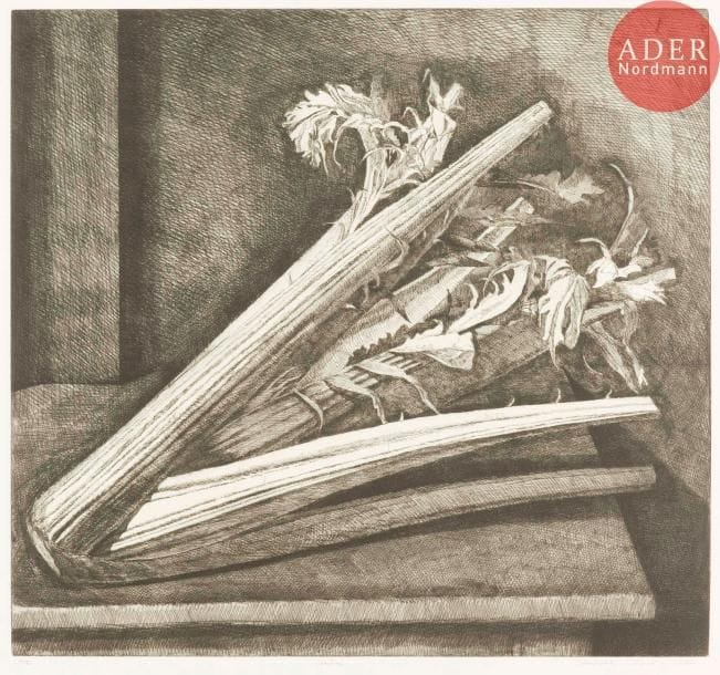 Jean-Baptiste Sécheret (né en 1957)
Cardon. 1997. Eau-forte. 640 x 595. Plumart G 79. Parfaite épreuve sur vélin, numérotée, titrée, signée et datée au crayon. Toutes marges non ébarbées. Tirage à 80 épreuves.
