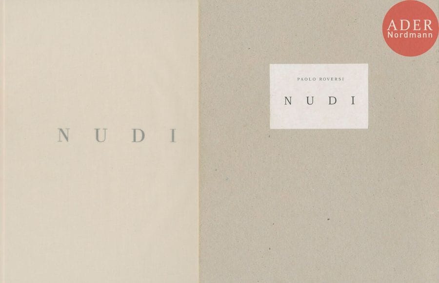 ROVERSI, PAOLO (1947)
Nudi.
Stromboli, Paris, 1999.
In-8 (29 x 23,5 cm). Édition originale, signée par Paolo Roversi. Cartonnage toilé d’éditeur sous jaquette transparente en papier cristal. Emboîtage avec étiquette de titre.