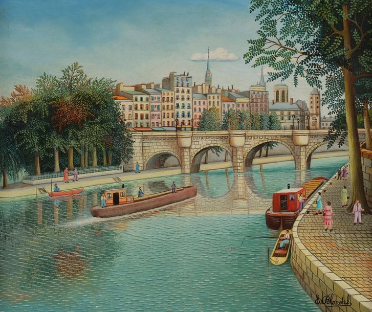 Émile BLONDEL (1893-1970)
Paris, la Seine au Pont Neuf
Huile sur toile.
Signée en bas à droite.
46 x 55 cm