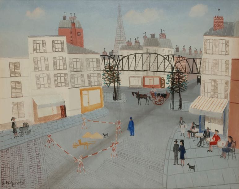 Armand Marie GUERIN (1913-1983)
Paris, le métro aérien et la Tour Eiffel
Huile sur toile.
Signée en bas à gauche.
81 x 100 cm