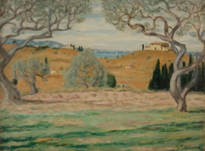 Eugène-Antoine DURENNE (1860-1944)
Entre les oliviers
Huile sur toile.
Signée en bas à droite.
Titrée au dos.
50 x 65 cm