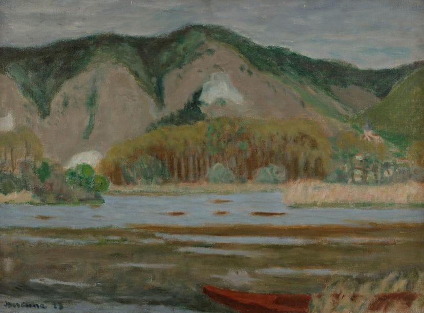 Eugène-Antoine DURENNE (1860-1944)
Côte d'Ambreville, 1923
Huile sur toile.
Signée et datée en bas à gauche.
33 x 46 cm
- Exposition : 
Musée Tavet - Musée Pissarro, Pontoise, 15 octobre-21 novembre 1983 (étiquette au dos).