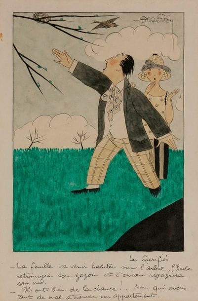André FOY (1886/92-1953)
Les Sacrifiés
Encre et aquarelle.
Signée en haut à droite.
Titrée et légendée en pied.
22 x 14 cm