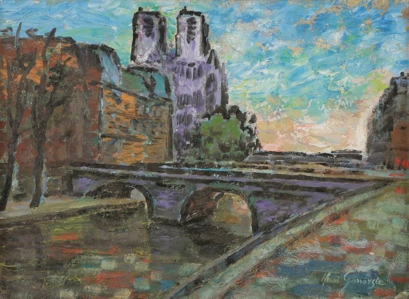 Henri GARROUSTE (1890-?)
Paris, la Seine à Notre-Dame
Huile sur carton.
Signée en bas à droite.
31 x 43 cm