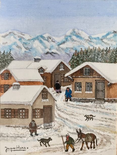 Jacques HARA (né en 1933)
En montagne
Huile sur toile.
Signée en bas à gauche.
Signée et titrée au dos.
35 x 27 cm