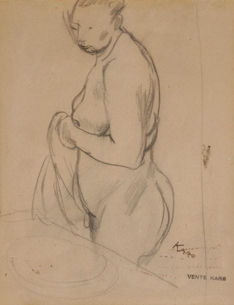 Jiri Karpeles, dit Georges KARS (1882-1945)
Femme à sa toilette
Crayon noir.
Signé à l'encre en bas à droite.
Porte le timbre de la vente de l'atelier.
21 x 17 cm
