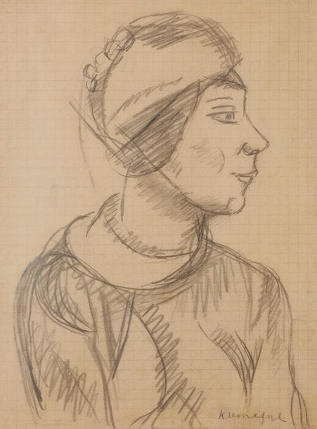Pinchus KREMEGNE (1890-1981)
Femme de profil
Mine de plomb.
Signée en bas à droite.
21 x 16 cm