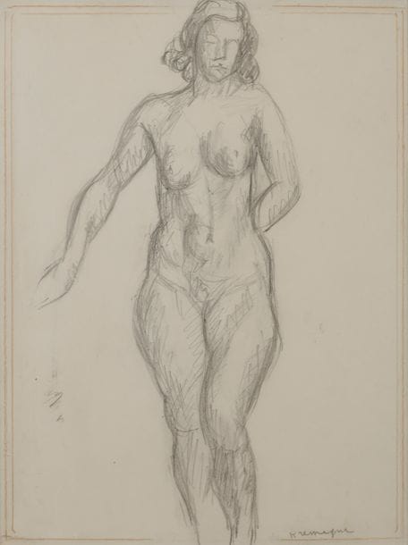 Pinchus KREMEGNE (1890-1981)
Nu debout
Mine de plomb.
Signée en bas à droite.
32 x 24 cm