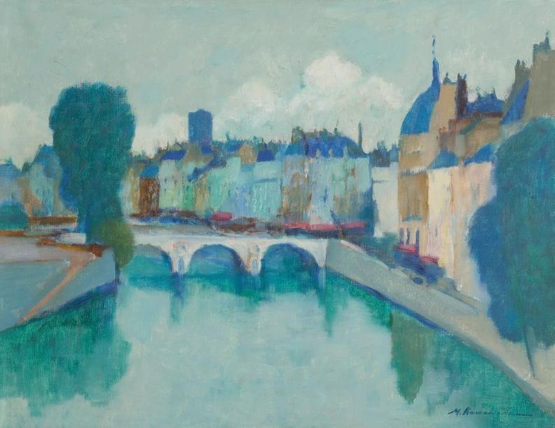 Masaaki KUWAHARA (né en 1927)
Paris, la Seine au Pont Saint-Michel
Huile sur toile.
Signée en bas à droite.
Titrée au dos.
46 x 61 cm