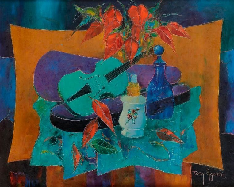 Tony AGOSTINI (1916-1990)
La Lampe blanche
Huile sur toile.
Signée en bas à droite.
Signée et titré au dos.
33 x 41 cm