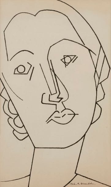 André BEAUDIN (1895-1979)
Visage de femme, 1946
Encre.
Signée et datée en bas à droite.
45 x 26 cm