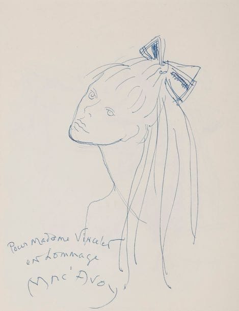 Edouard Georges MAC AVOY (1905-1991)
Portrait de jeune fille au nœud
Encre.
Signée et dédicacée en bas à gauche.
25 x 19.5 cm