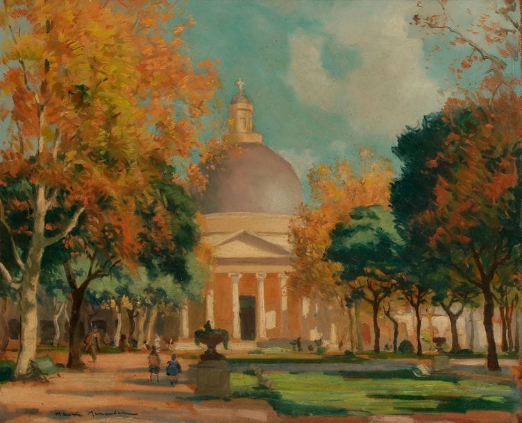 Maurice MENARDEAU (1897-1977)
Hôpital et jardin de la pitié Salpêtrière
Huile sur carton.
Signée en bas à gauche.
38 x 46 cm
