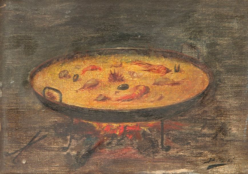 B. PEIRO FERRANDIS (XIXe - XXe siècle)
Paëlla
Huile sur carton toilé.
Signée en bas à droite.
16 x 22 cm