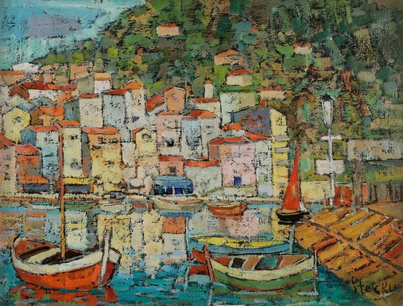 Paul STÖCKLI (1906-1992)
Bateau au port à Villefranche-sur-Mer
Huile sur toile.
Signée en bas à droite.
Située au dos.
50 x 65 cm