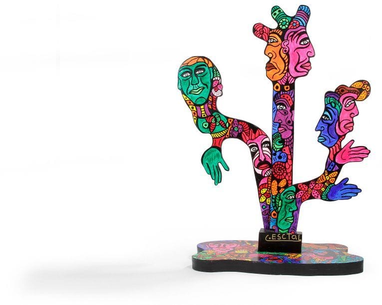 Christian ESCTAL (né en 1955)
Il est où
Sculpture amovible en bois découpé et peint.
Signée et titrée sur la base.
Hauteur : 98 cm