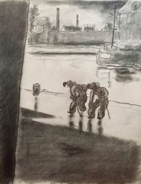 Gustave BLANCHOT dit Gus BOFA (1883-1968)
Militaires sur les quais
Crayon gras.
16 x 13 cm
