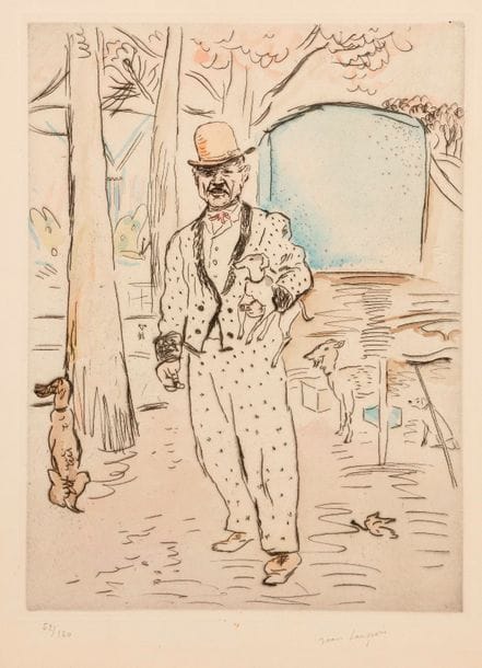 Jean LAUNOIS (1918-1942)
Homme aux chiens
Eau-forte.
Signée et numérotée sur 150.
34 x 24 cm