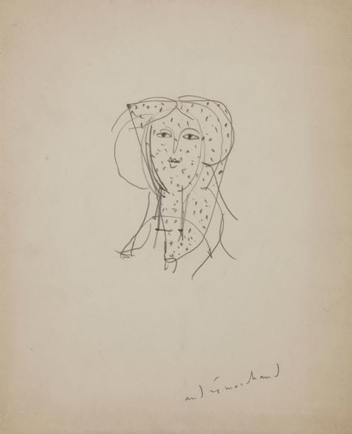André MARCHAND (1907-1997)
Portrait de femme à la mantille
Mine de plomb.
Signée en pied.
27.5 x 22.5 cm