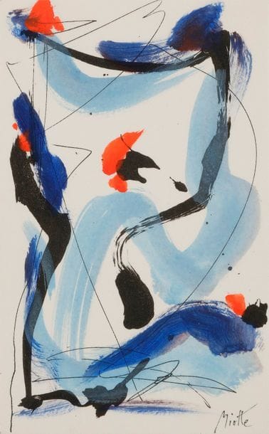 Jean MIOTTE (né en 1926)
Bleu de mer
Encre et gouache.
Signée en bas à droite.
17.5 x 10.5 cm