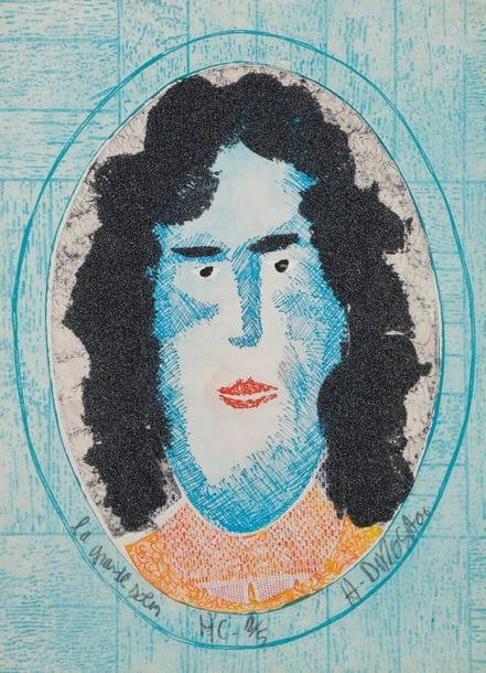 Hervé DI ROSA (né en 1959)
La grande sœur
Gravure au carborundum.{CR}Collage et rehauts de peinture.
Signée en bas à droite et titrée en bas à gauche.
Tirage à 30 exemplaires.

38 x 29 cm