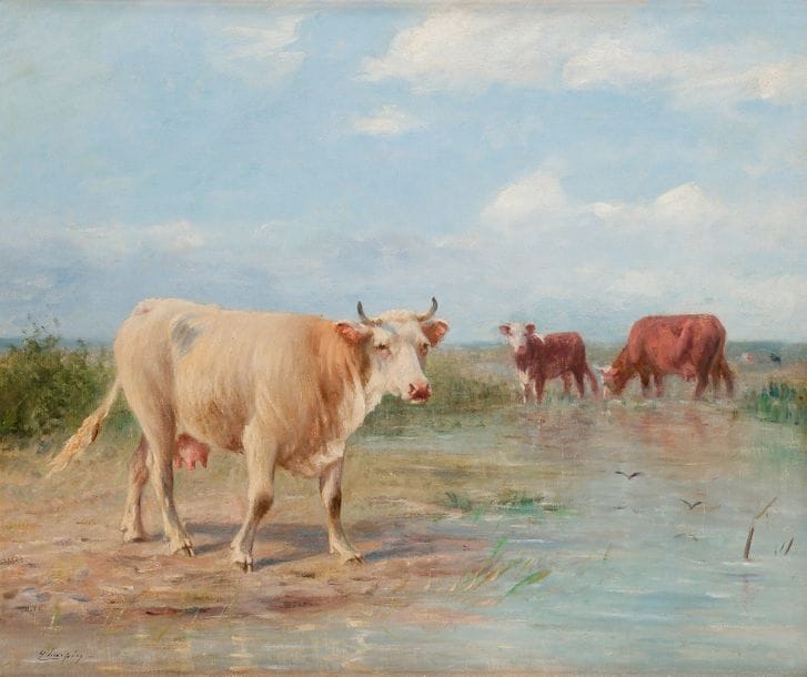 Albert CHARPIN (1842-1924)
Vaches
Huile sur toile.
Signée en bas à gauche.
54 x 65 cm