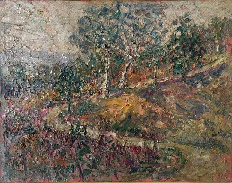 William Slocum DAVENPORT (1868-1938)
Paysage
Huile sur toile.
Monogrammée en bas à gauche.
(Manques, accident).
28 x 35 cm