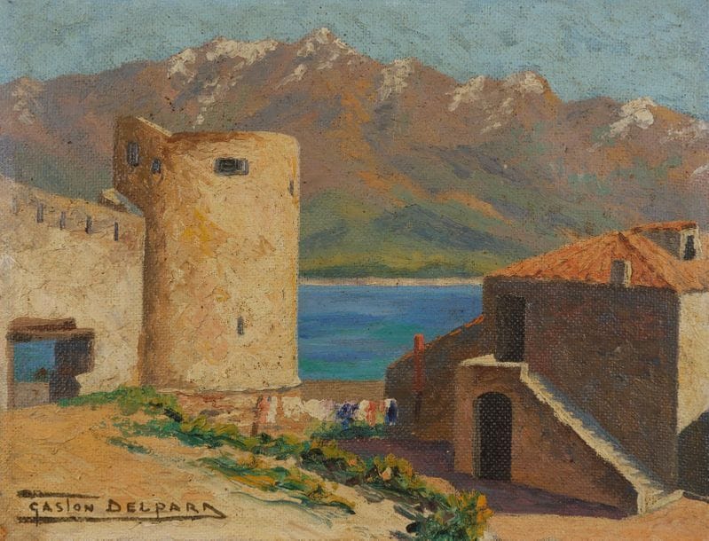 Gaston DELPARD (XXe siècle)
Corse, la tour du sel à Calvi
Huile sur isorel.
Signée en bas à gauche.
27 x 35 cm