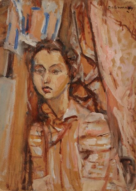 Isaac DOBRINSKY (1891-1973)
Portrait de jeune femme
Huile sur papier contrecollée sur toile.
Signée en haut à droite.
46 x 33 cm