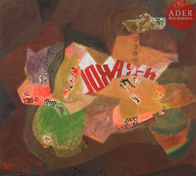 Jean-Pierre LE BOUL'CH (1940-2001)
Sans titre, 1965
Huile sur toile.
Signée en bas à gauche.
Située « Toulon » et datée au dos.
81 x 90 cm