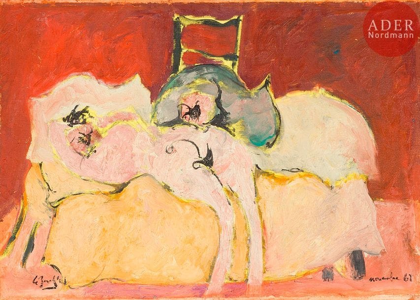 Jean-Pierre LE BOUL'CH (1940-2001)
Femme et homme, 1962
Huile sur toile.
Signée en bas à gauche et datée à droite.
46 x 65 cm