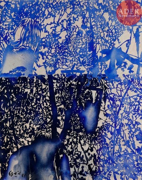 Jean-Pierre LE BOUL'CH (1940-2001)
Peau de peinture, 1987
Paper cut et collage sur toile.
Signé et daté en bas à gauche.
92 x 73 cm
