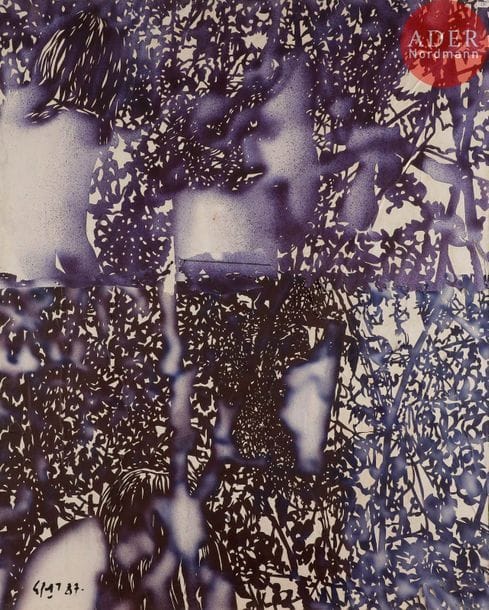 Jean-Pierre LE BOUL'CH (1940-2001)
Peau de peinture, 1987
Paper cut et collage sur toile.
Signé et daté en bas à gauche.
92 x 73 cm