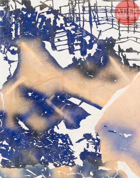 Jean-Pierre LE BOUL'CH (1940-2001)
Peau de peinture, 1989
Paper cut et collage sur toile.
Non signé.
65 x 50 cm