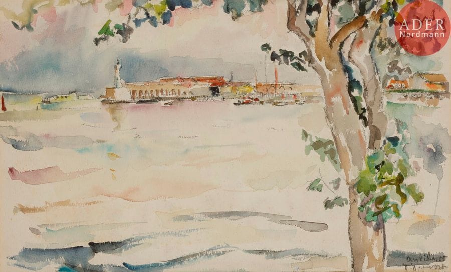 Pierre PRUVOST (1921-2008)

Antibes, vue du port, 1955
Aquarelle et fusain.
Signée et située en bas à droite.
30 x 49 cm